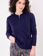 Gilet zippé maille à capuche imprimé La Fiancée