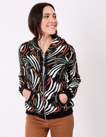 Sweat zippé maille jacquard imprimé La Fiancée