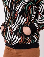 Sweat zippé maille jacquard imprimé La Fiancée