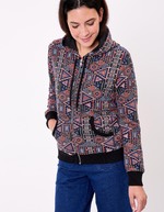 Sweat zippé maille jacquard imprimé La Fiancée