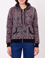 Sweat zippé maille jacquard imprimé La Fiancée