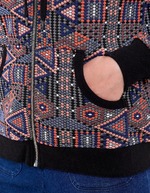 Sweat zippé maille jacquard imprimé La Fiancée