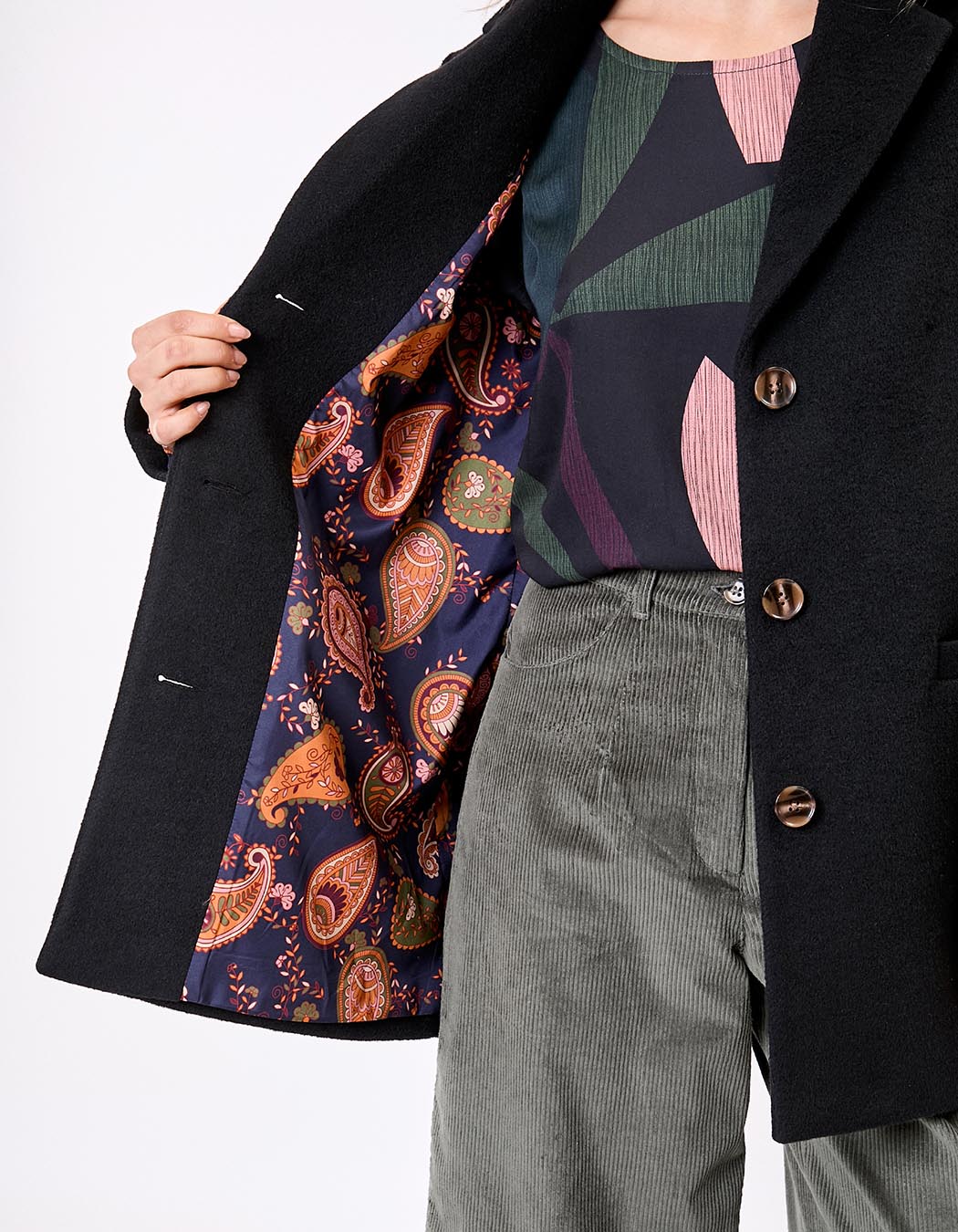 Manteau laine droit imprimé La Fiancée