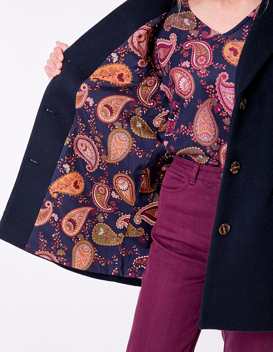 Manteau droit lainage imprimé La Fiancée