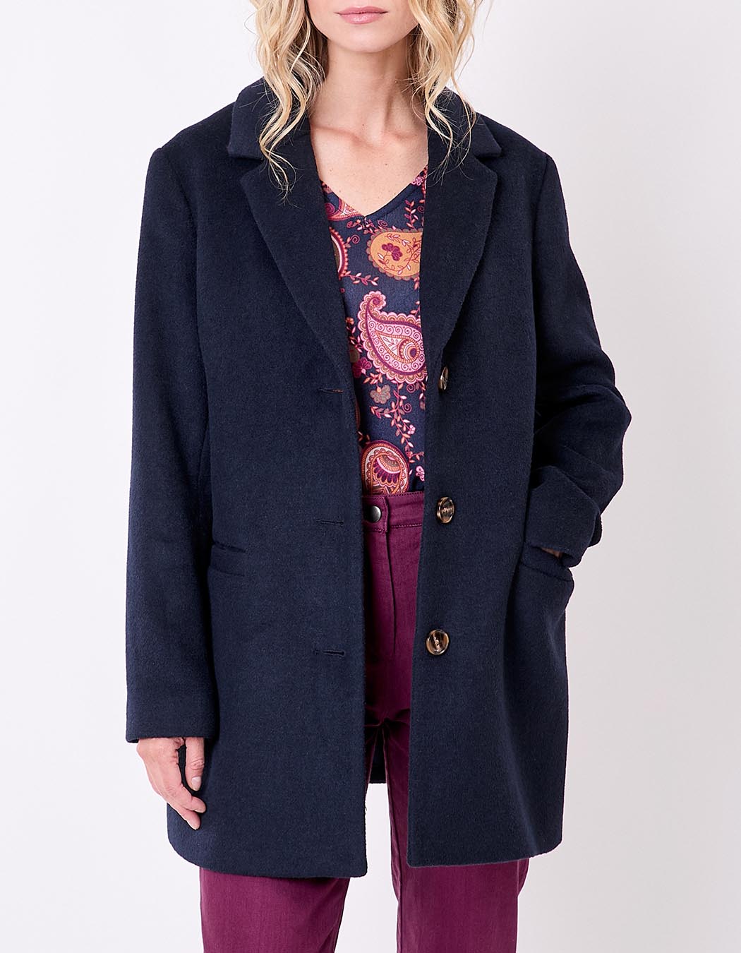 Manteau droit lainage imprimé La Fiancée