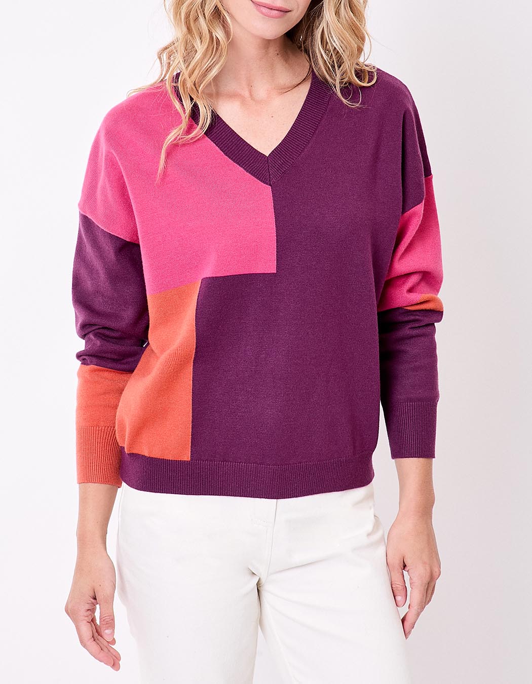 Pull tricot patchwork imprimé La Fiancée