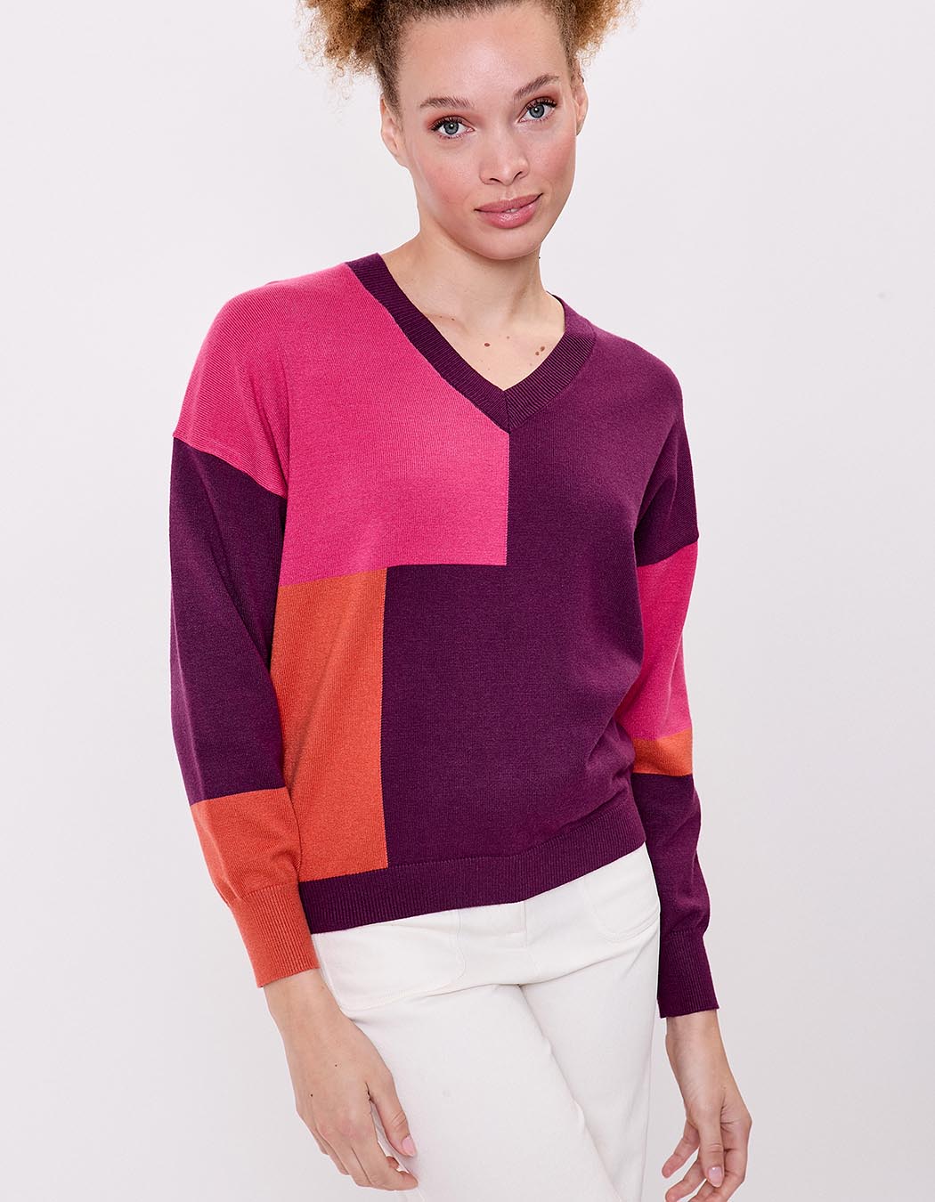 Pull tricot patchwork imprimé La Fiancée