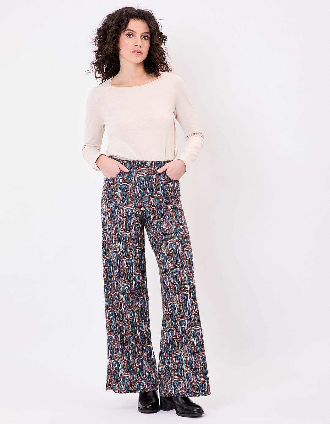 Pantalon large maille souple imprimé La Fiancée