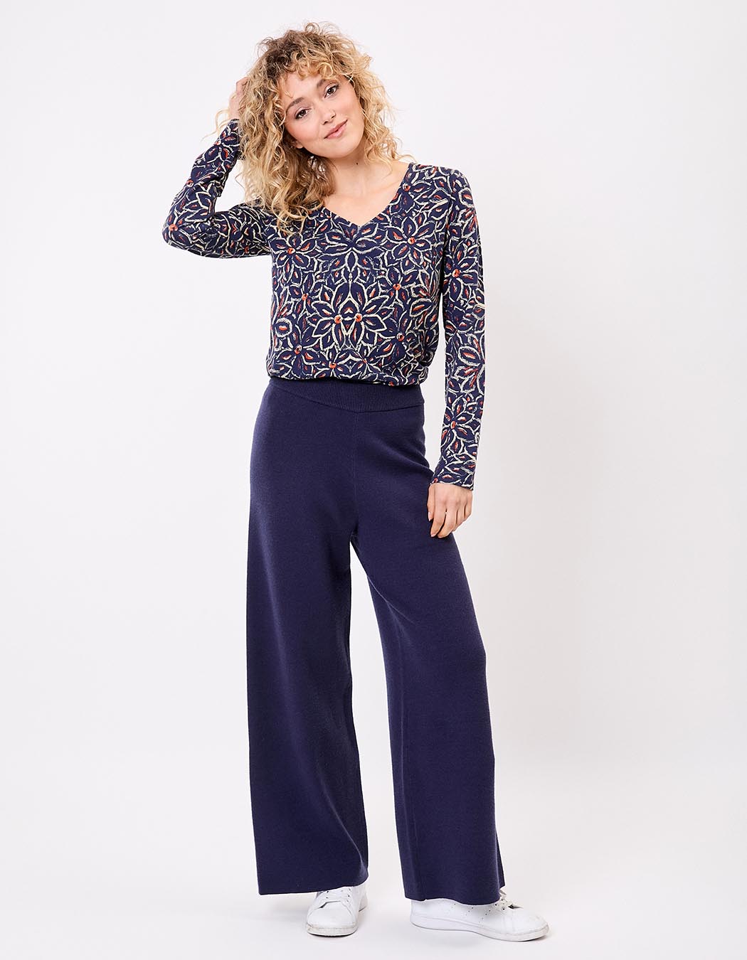 Pantalon maille large imprimé La Fiancée