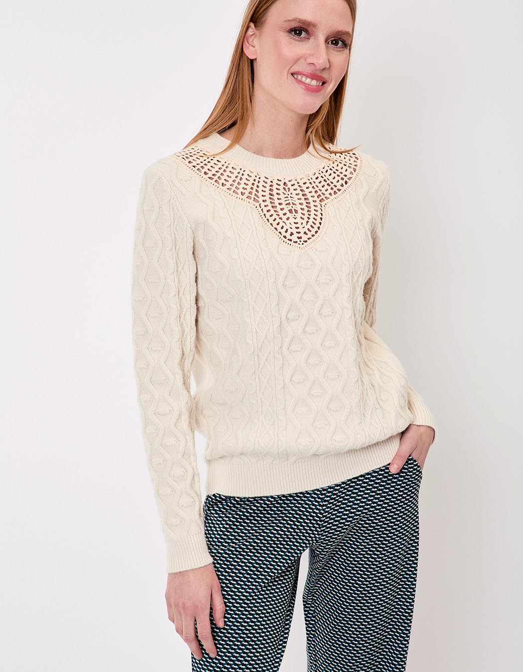 Pull maille brodée imprimé La Fiancée