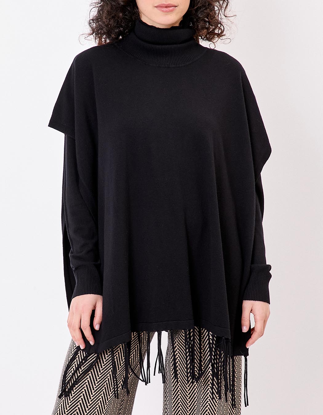 Poncho maille col roulé imprimé La Fiancée