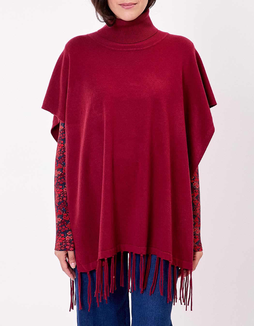 Poncho maille col roulé imprimé La Fiancée