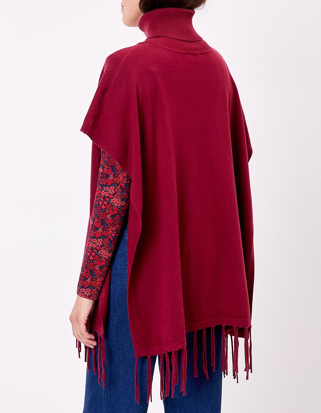 Poncho maille col roulé imprimé La Fiancée