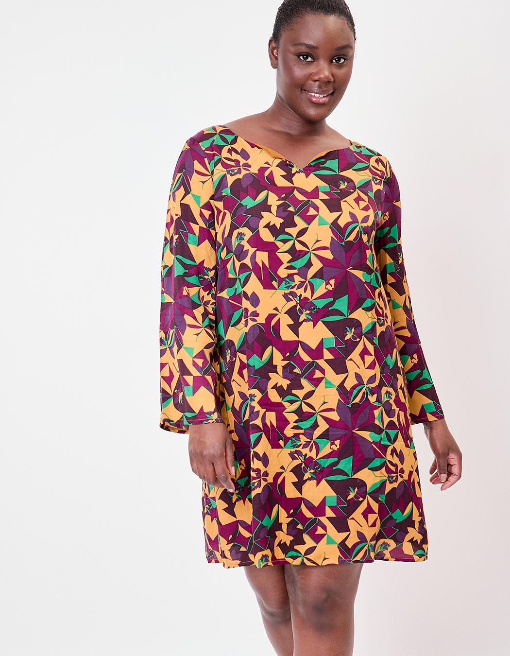 Robe fluide satinée trapèze imprimé La Fiancée