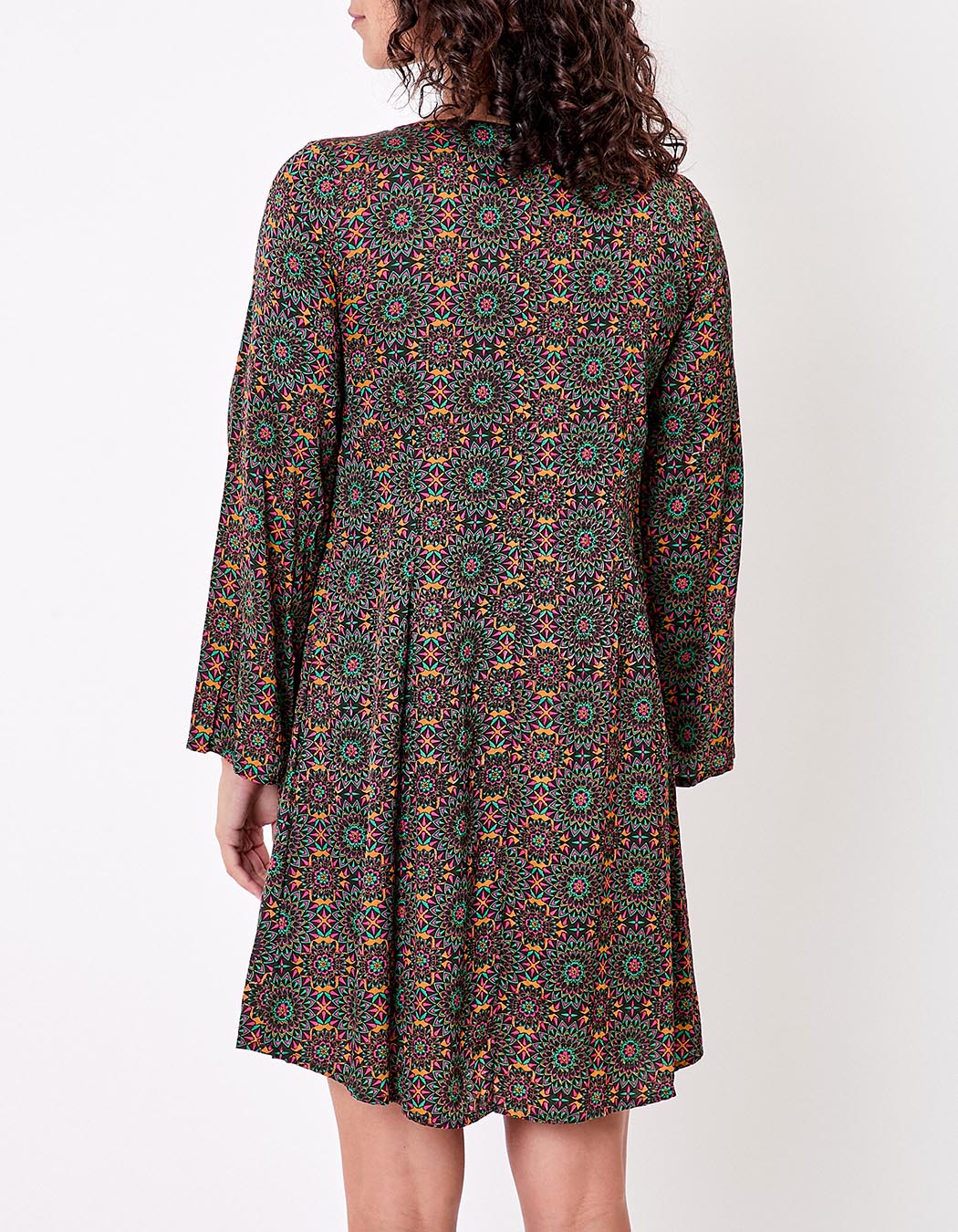 Robe fluide satinée trapèze imprimé La Fiancée