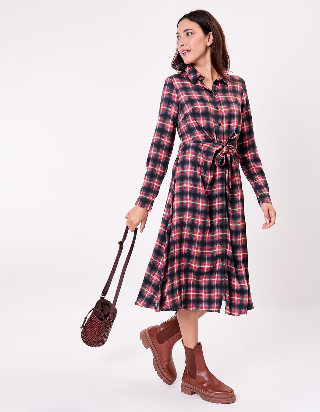 Robe chemise midi fluide à nouer imprimé La Fiancée