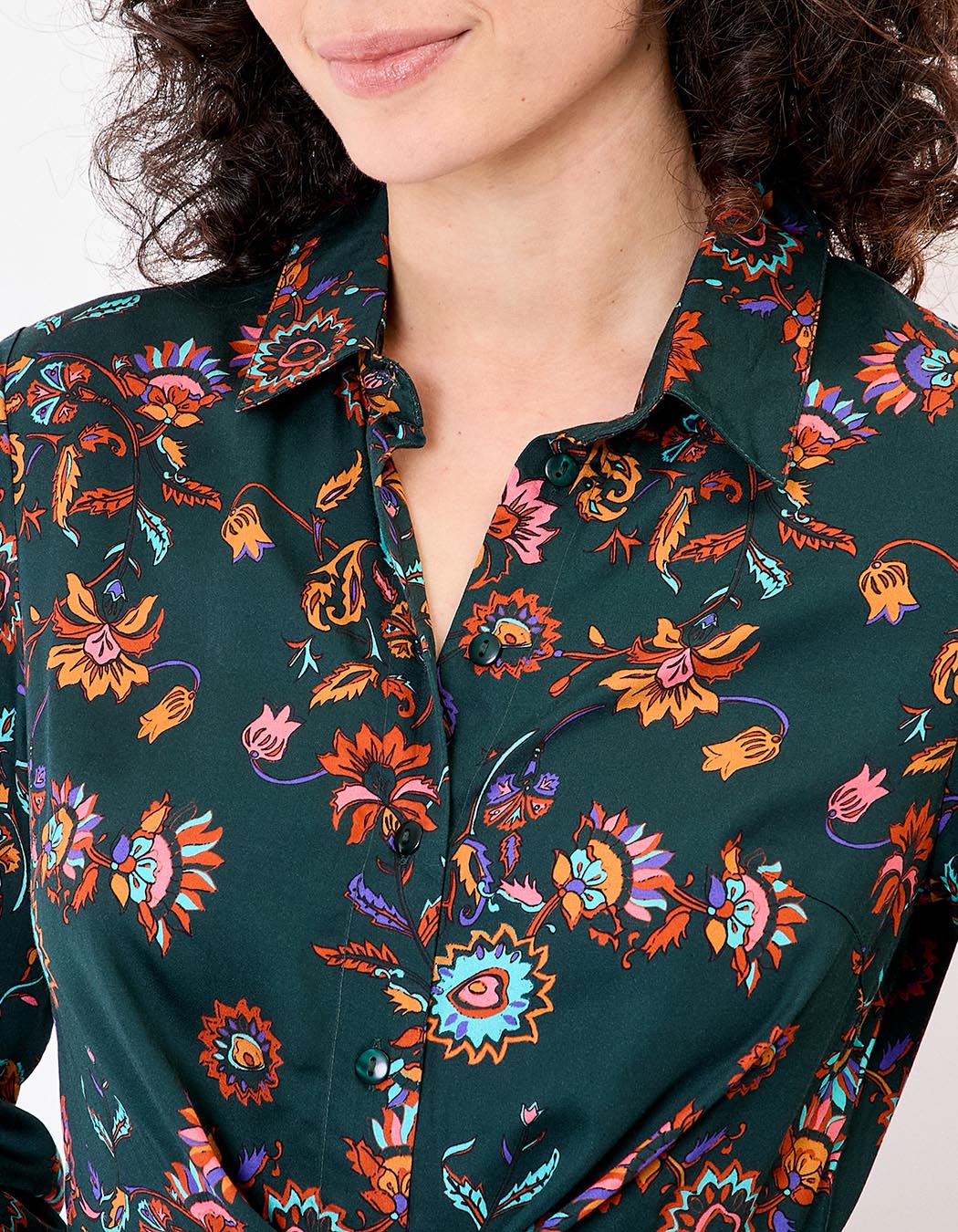 Robe chemise midi fluide à nouer imprimé La Fiancée
