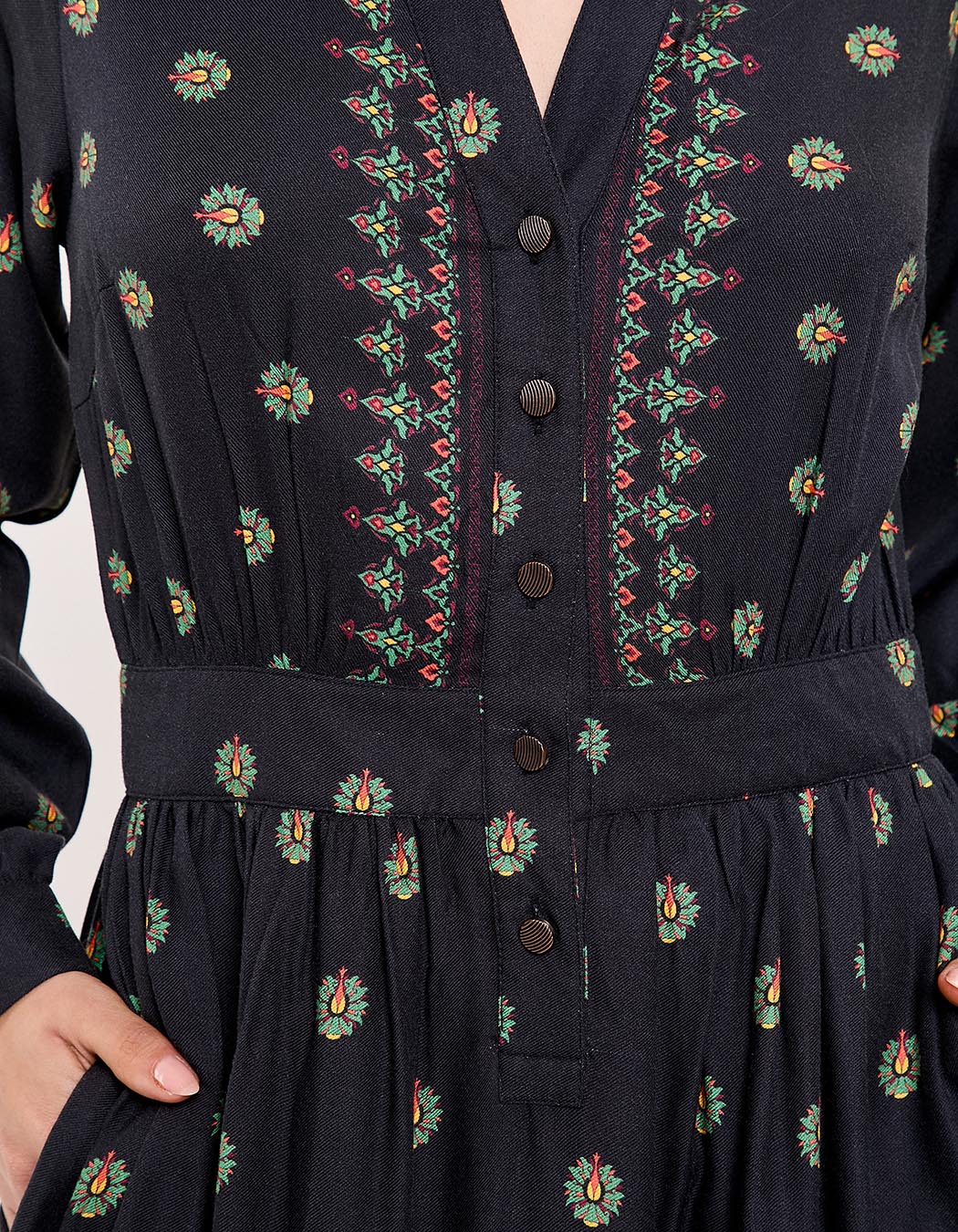 Robe midi fluide volants imprimé La Fiancée