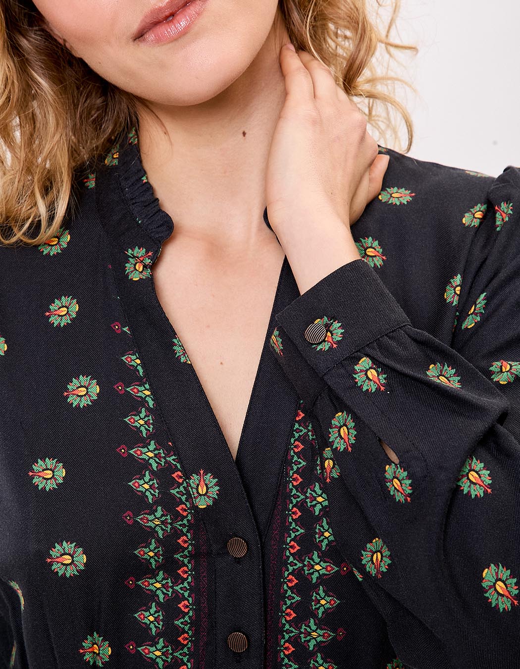 Robe midi fluide volants imprimé La Fiancée