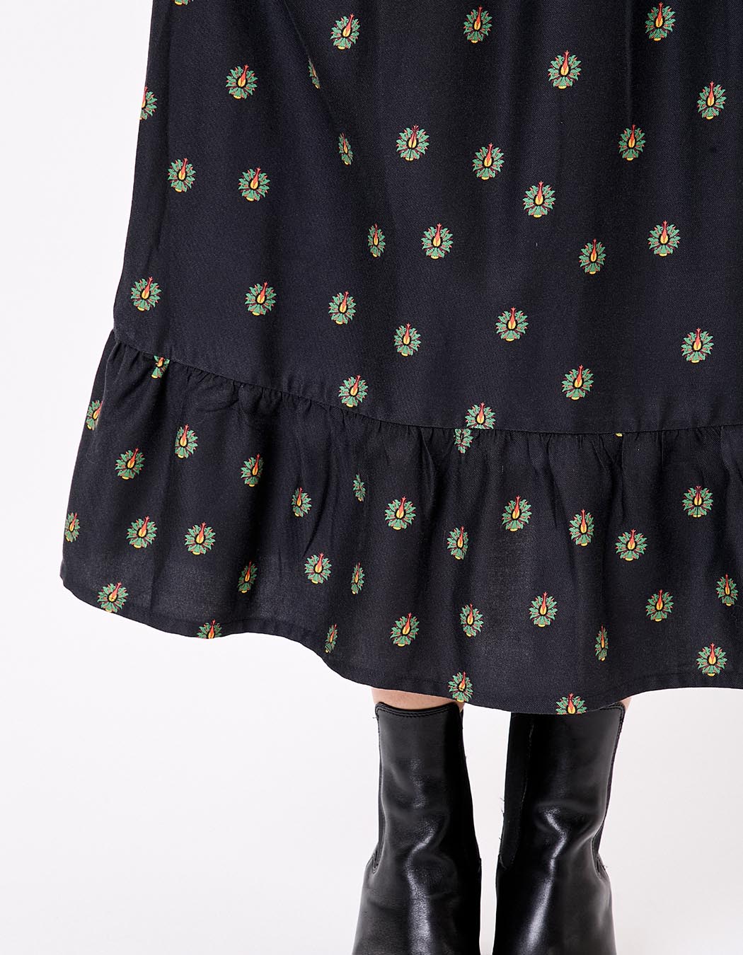 Robe midi fluide volants imprimé La Fiancée