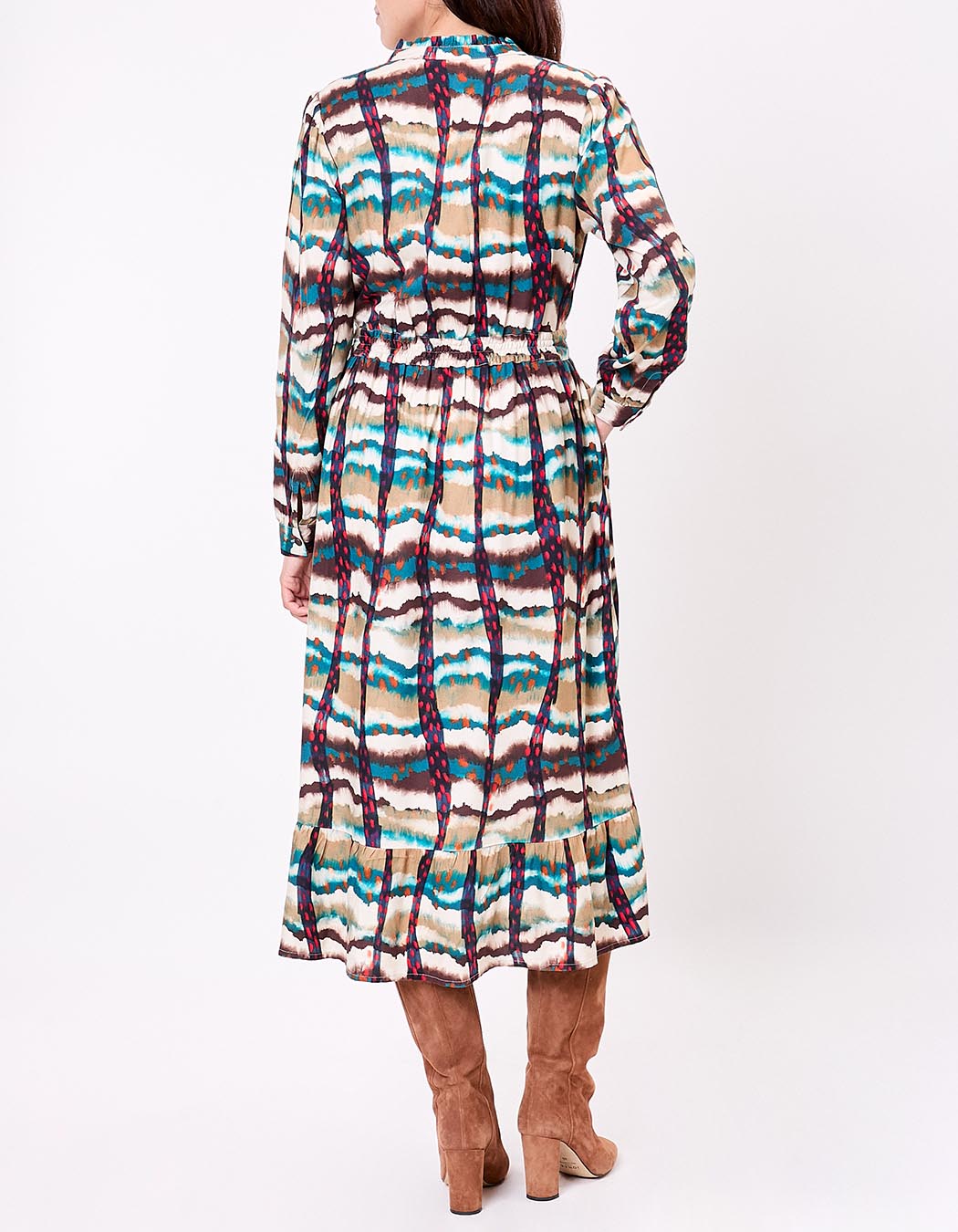 Robe midi fluide volants imprimé La Fiancée