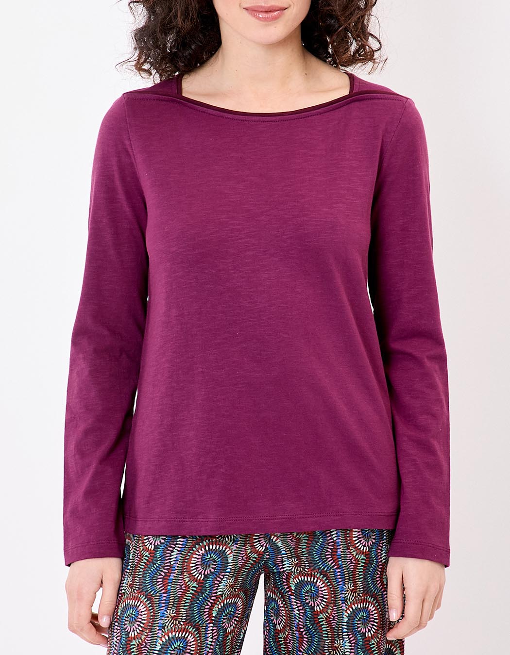 T-shirt uni coton bio col bateau imprimé La Fiancée