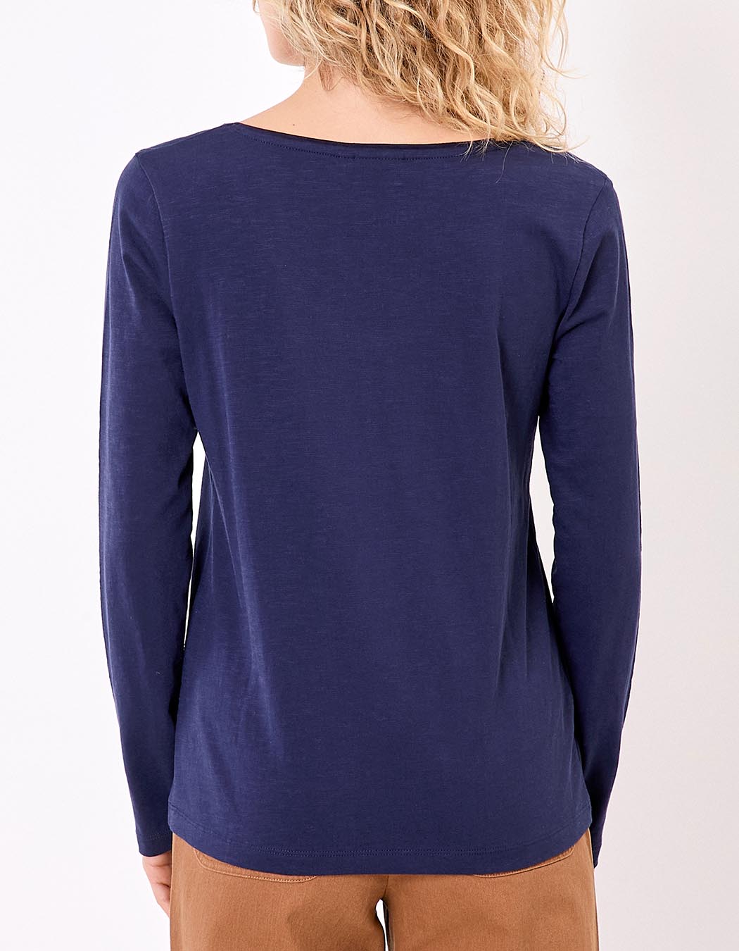 T-shirt uni coton bio col v imprimé La Fiancée