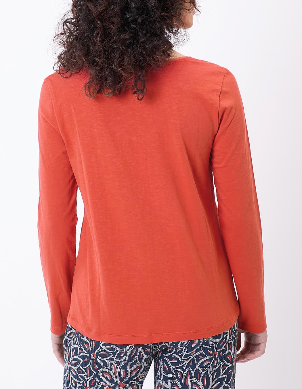 T-shirt uni coton bio col v imprimé La Fiancée