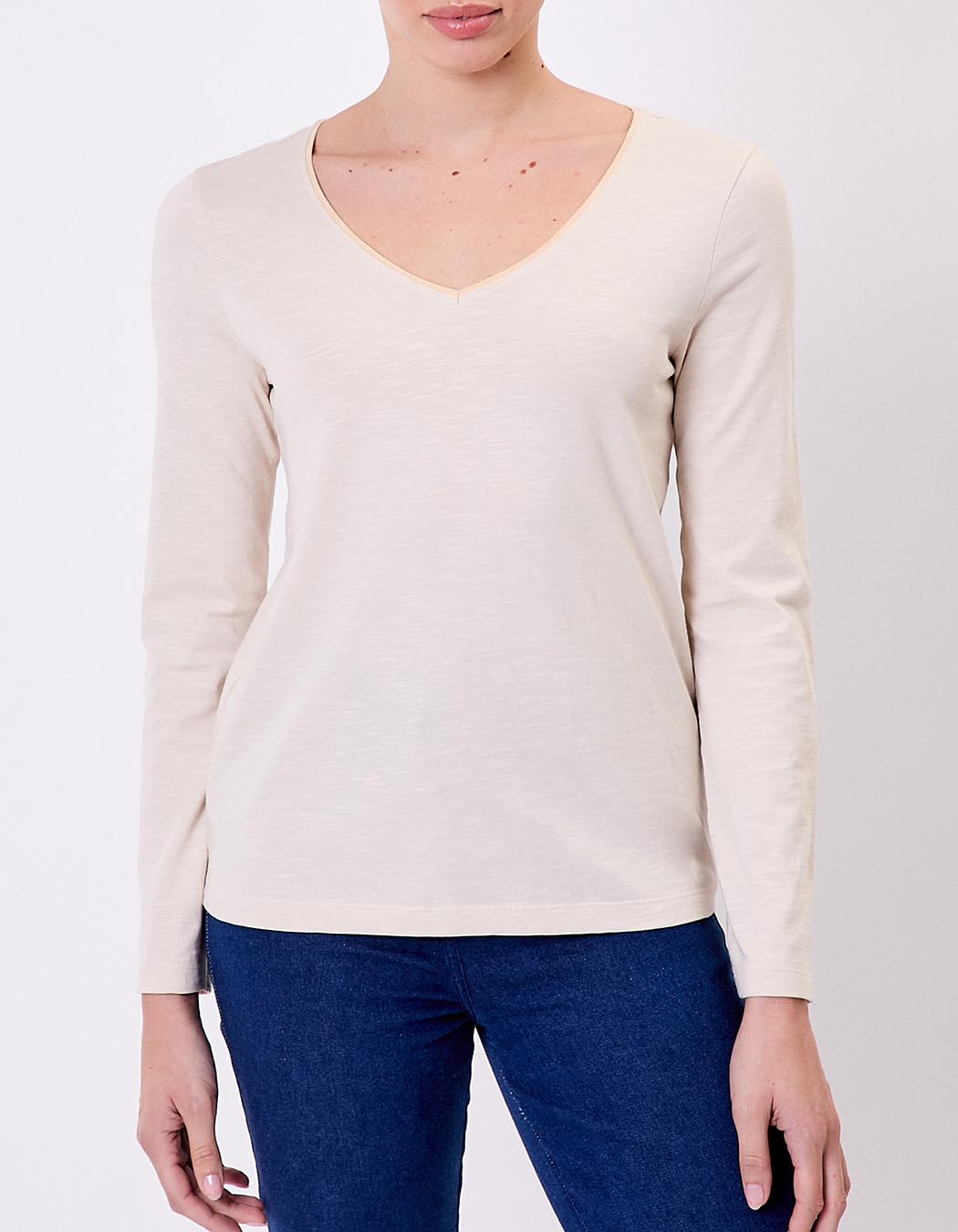 T-shirt uni coton bio col v imprimé La Fiancée