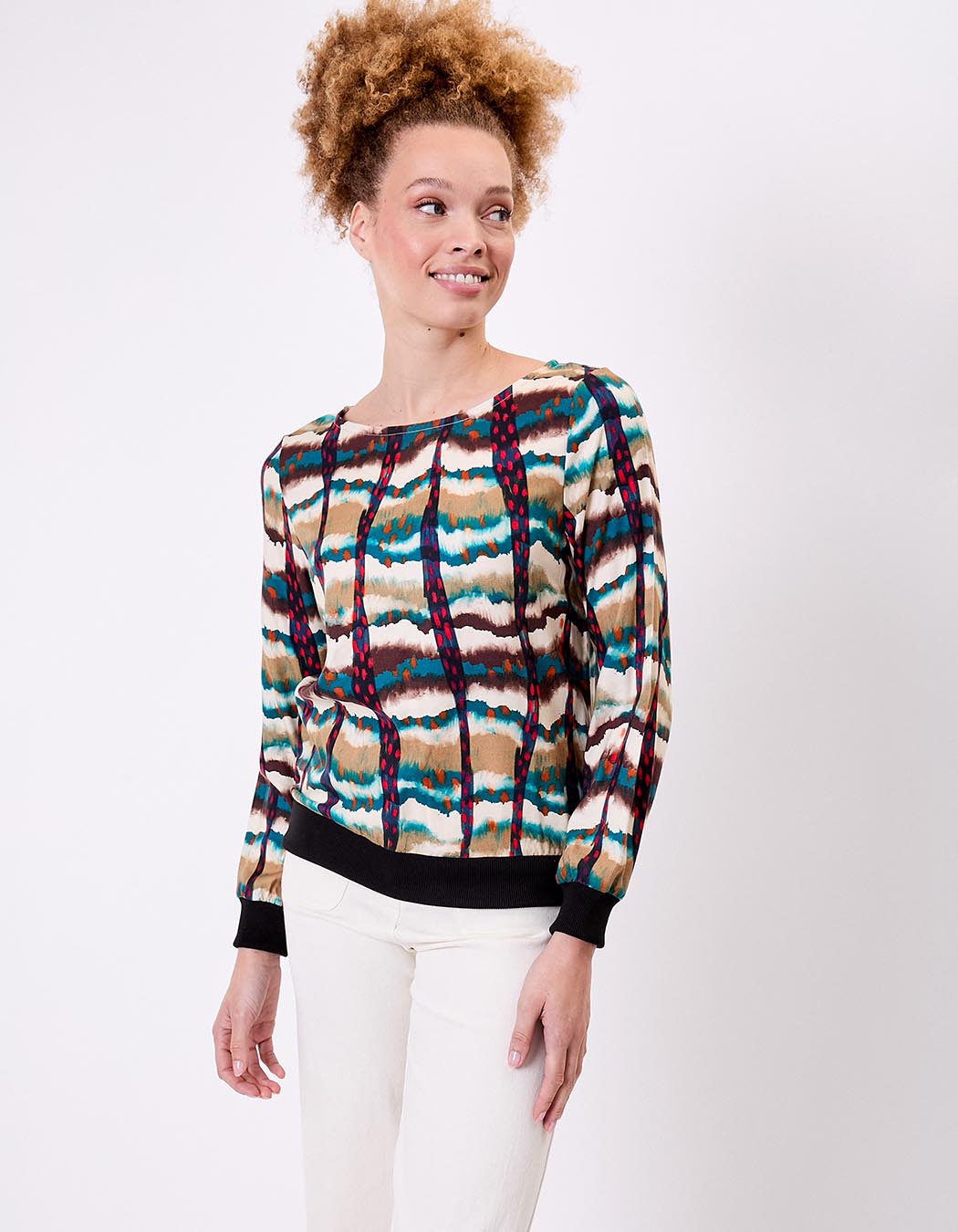 Top fluide esprit sweat imprimé La Fiancée
