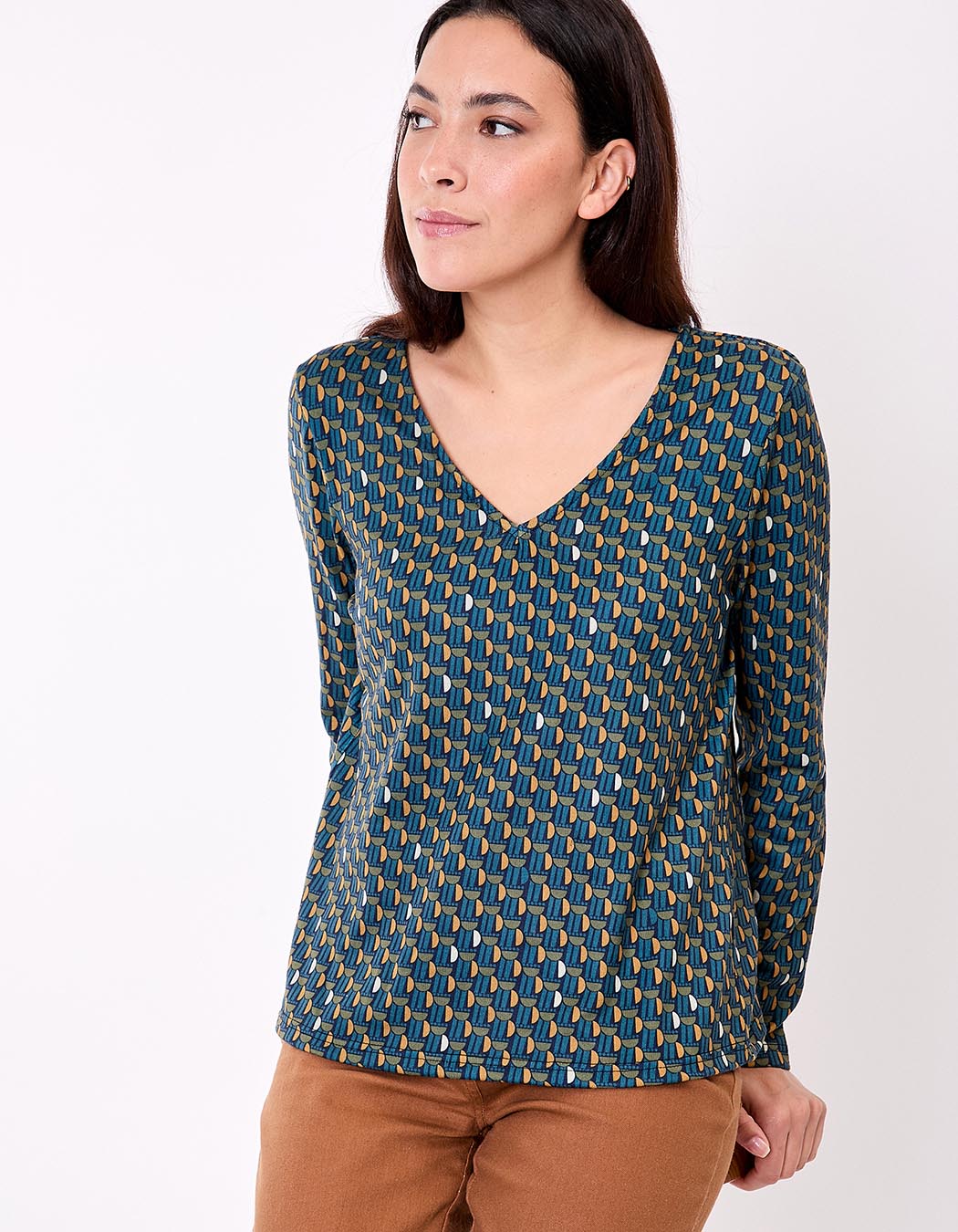 T-shirt fluide col V maille imprim&eacute; La Fianc&eacute;e