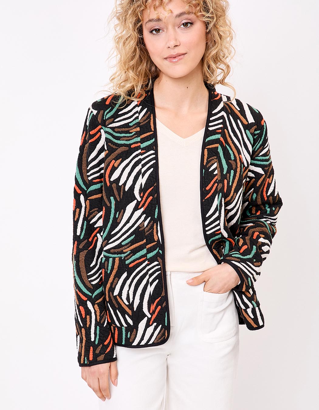Veste souple maille jacquard imprimé La Fiancée