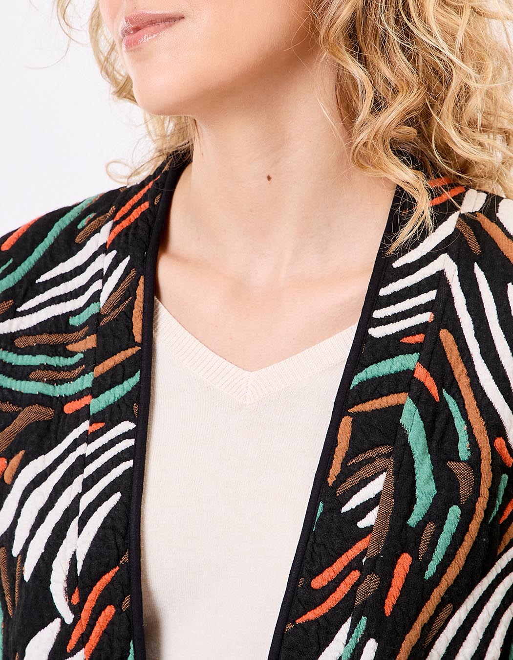 Veste souple maille jacquard imprimé La Fiancée