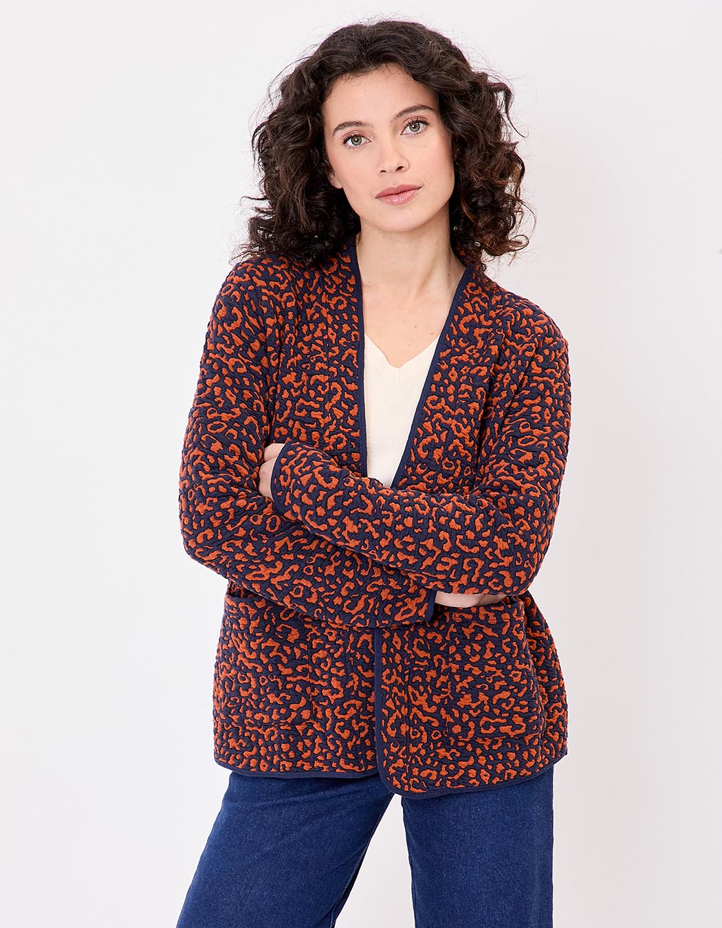 Veste souple maille jacquard imprimé La Fiancée