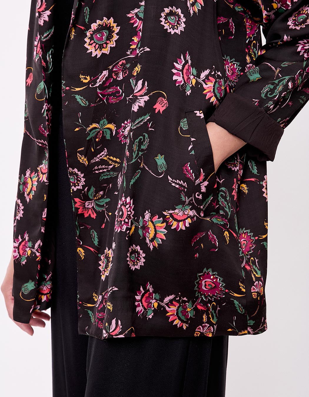 Veste kimono fluide satinée imprimé La Fiancée