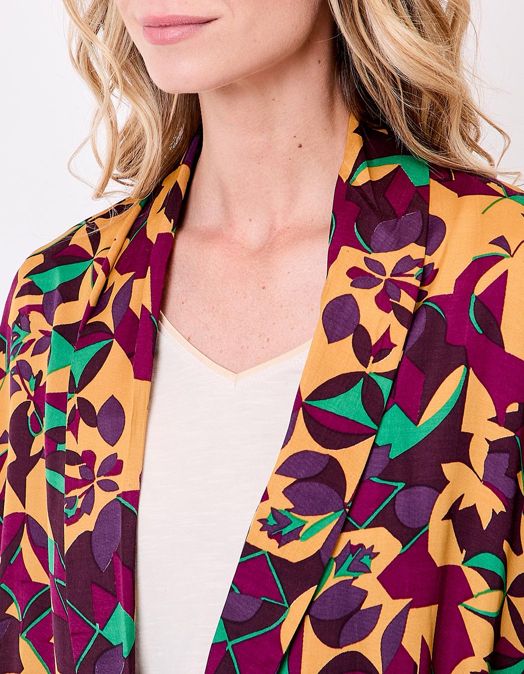 Veste kimono fluide satinée imprimé La Fiancée