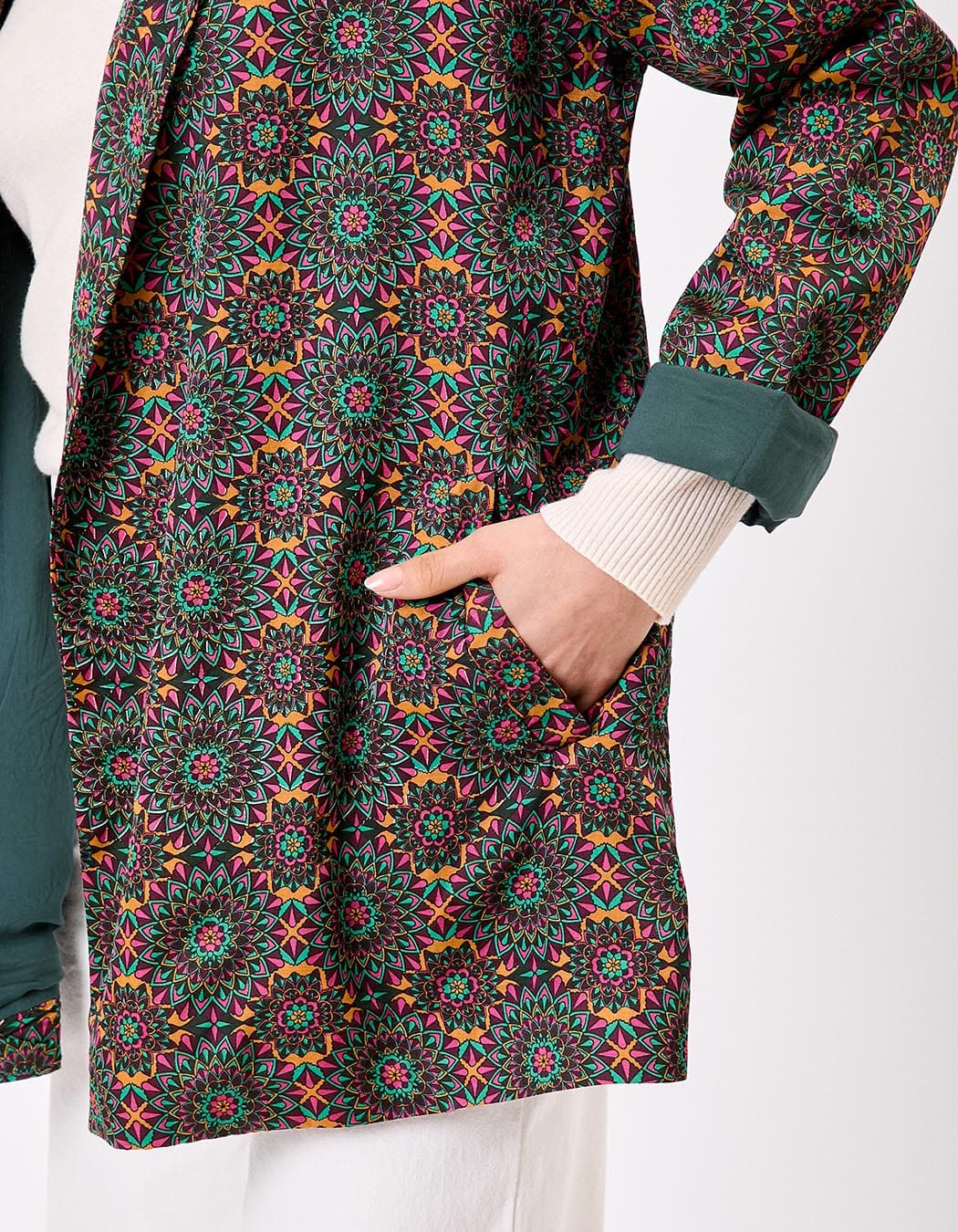 Veste kimono fluide satinée imprimé La Fiancée
