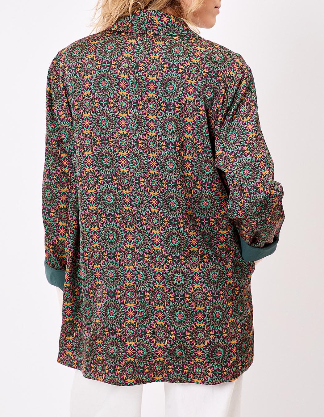 Veste kimono fluide satinée imprimé La Fiancée