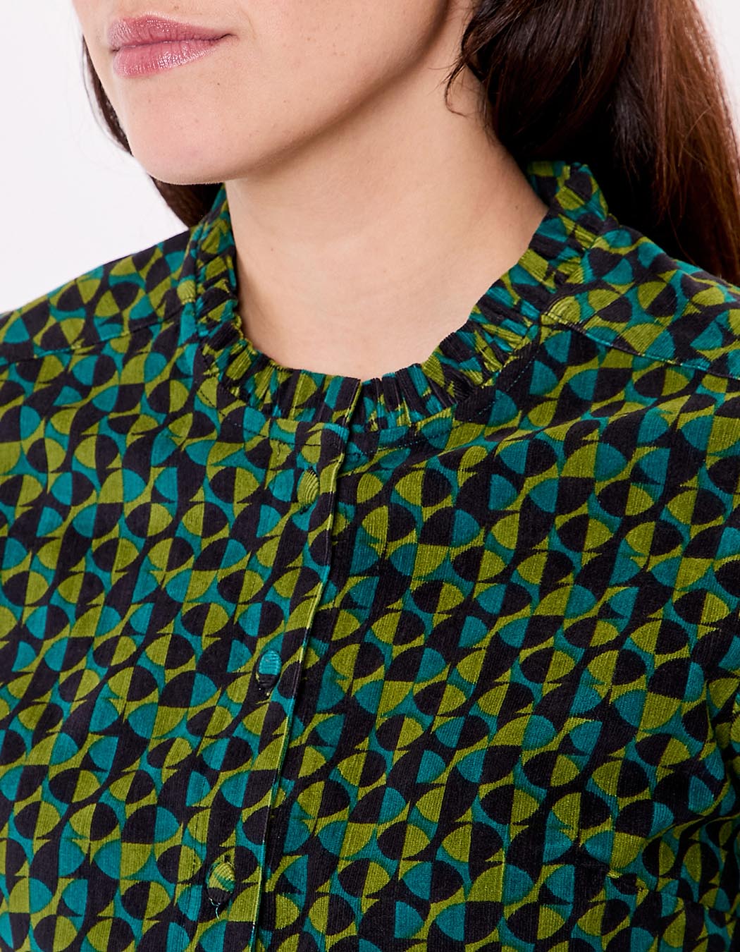 Chemise velours côtelé col rond imprimé Princesse Nomade