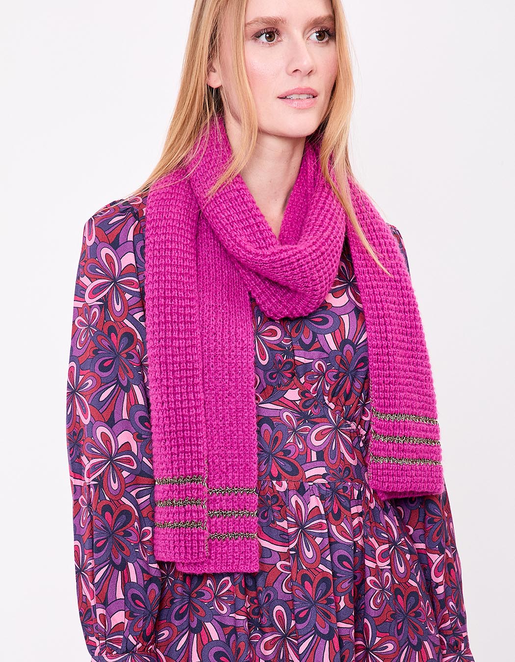 Écharpe maille chaude lurex imprimé Princesse Nomade