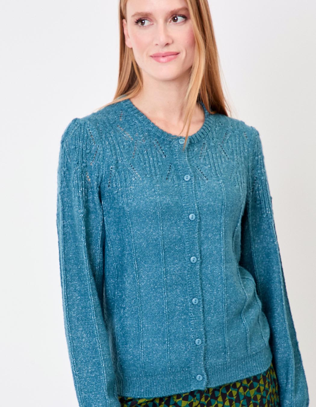 Gilet maille douce col rond imprimé Princesse Nomade