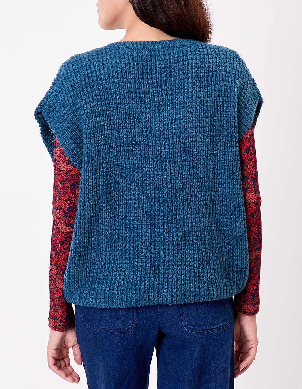 Pull sans manches maille fantaisie imprimé Princesse Nomade