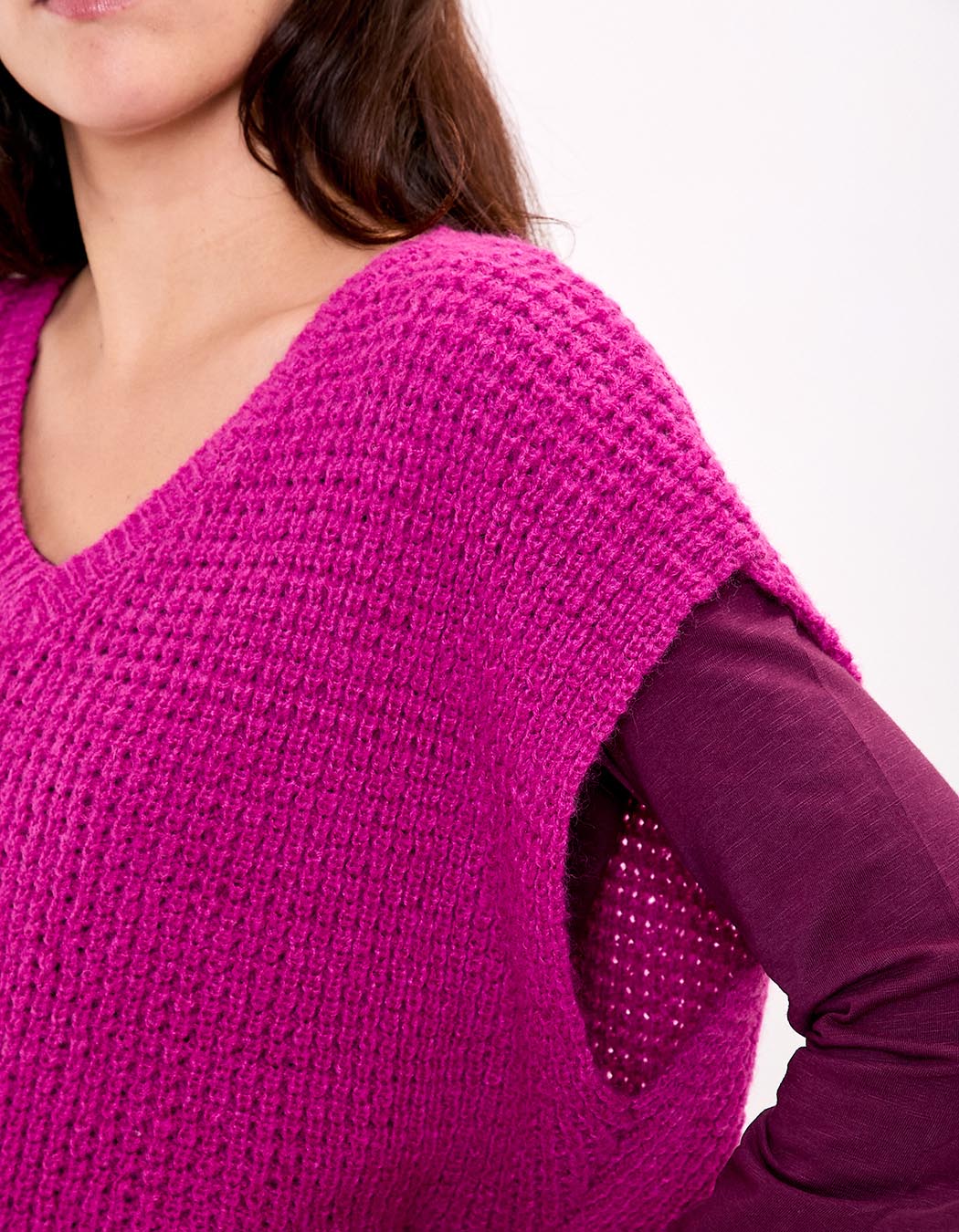 Pull sans manches maille fantaisie imprimé Princesse Nomade
