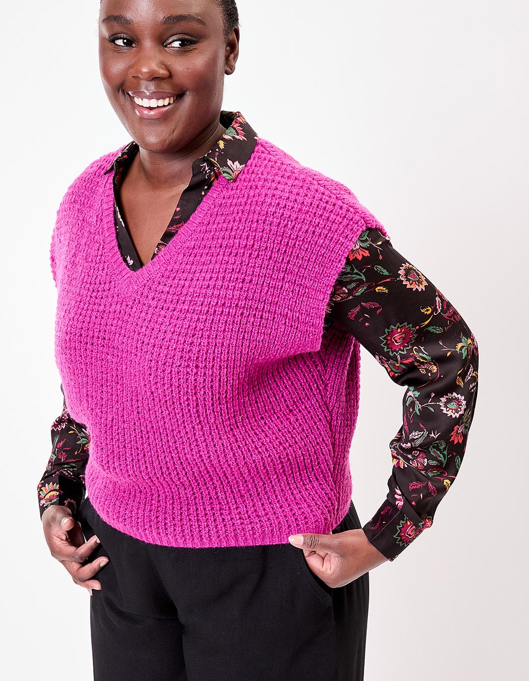 Pull sans manches maille fantaisie imprimé Princesse Nomade