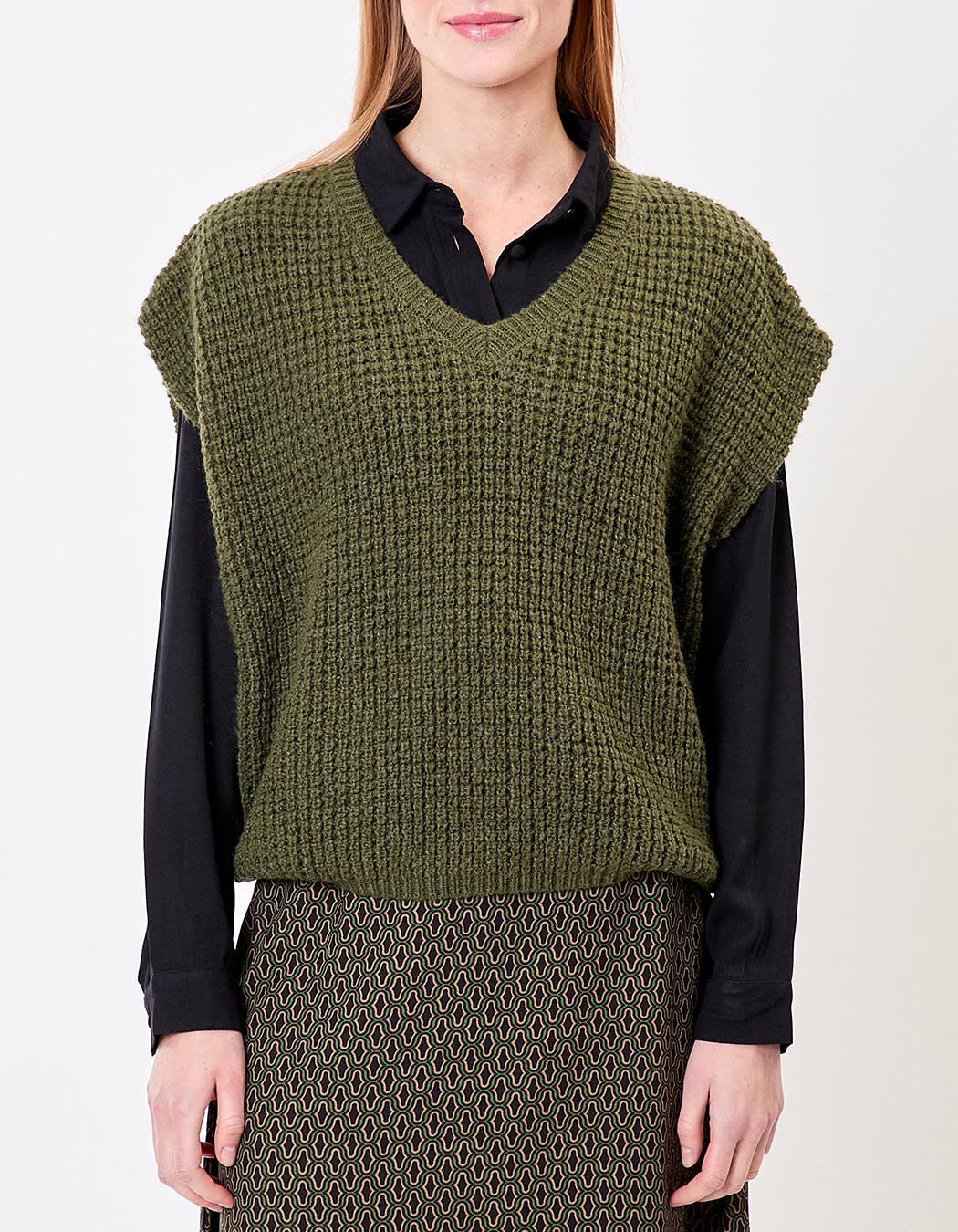 Pull sans manches maille fantaisie imprimé Princesse Nomade