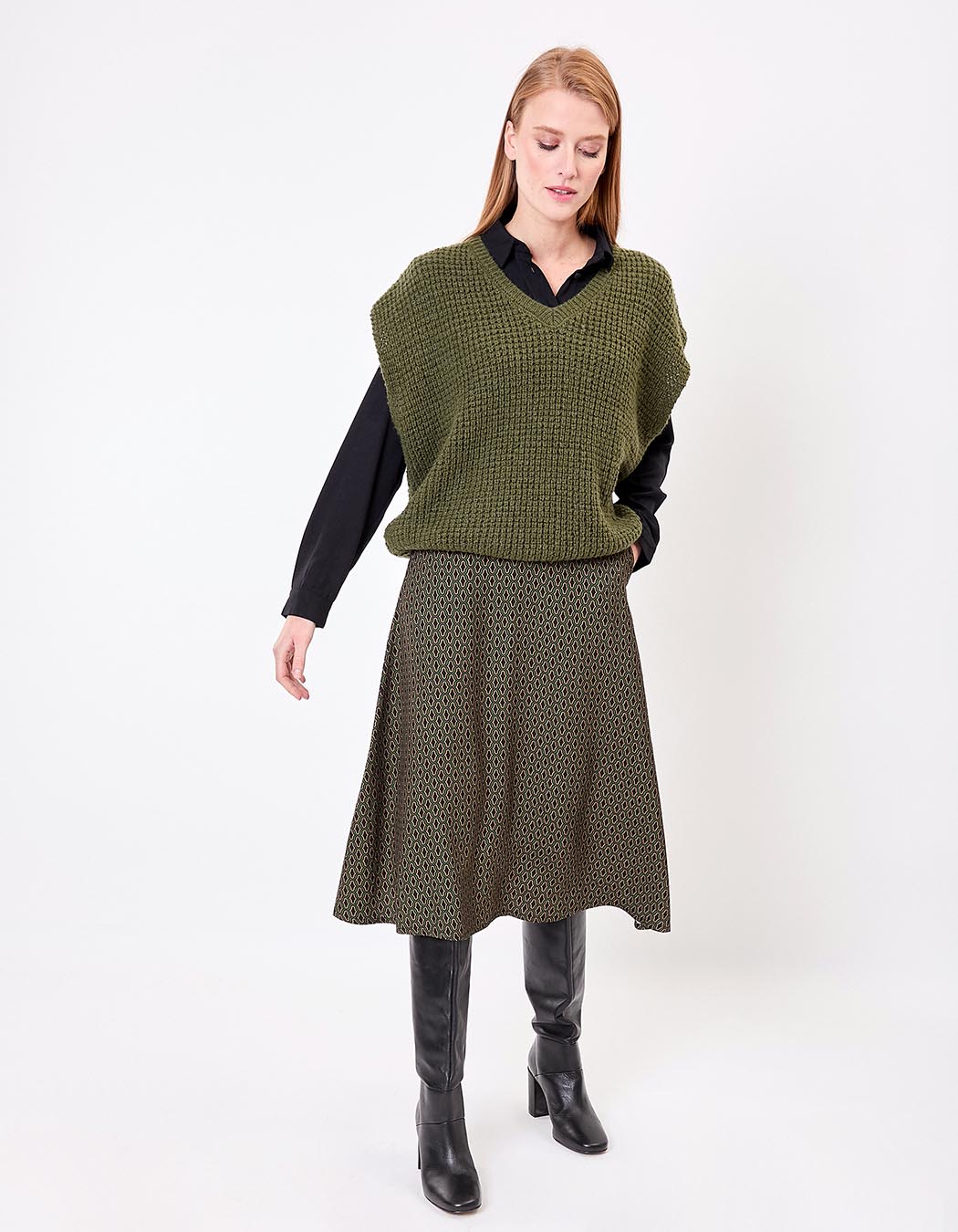 Pull sans manches maille fantaisie imprimé Princesse Nomade