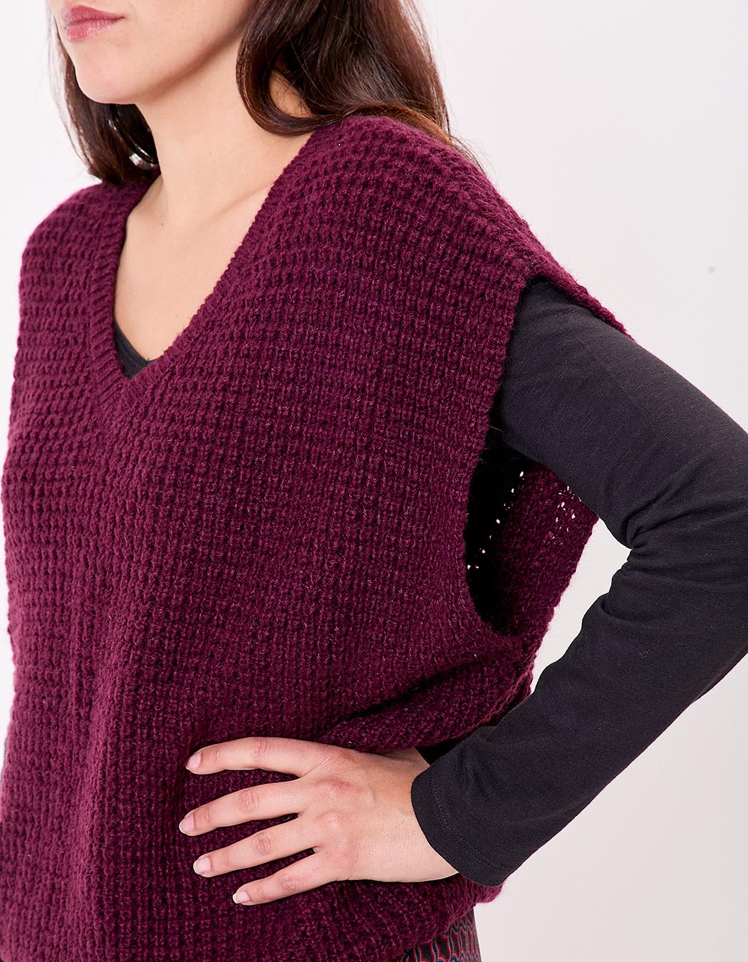 Pull sans manches maille fantaisie imprimé Princesse Nomade