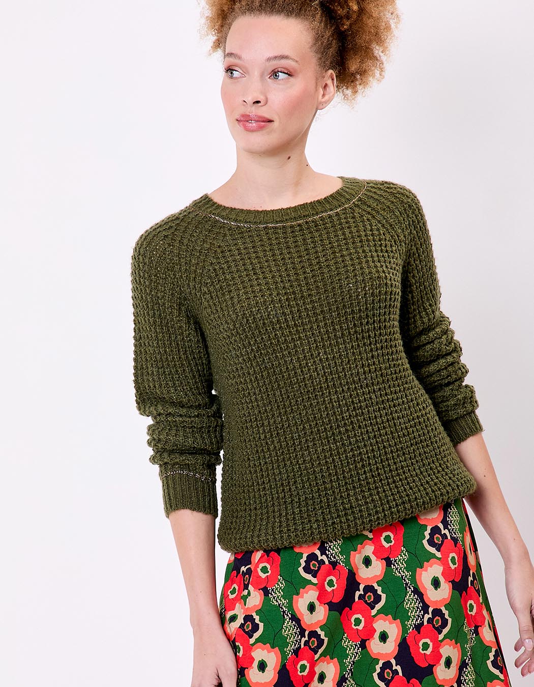 Pull droit maille fantaisie imprimé Princesse Nomade