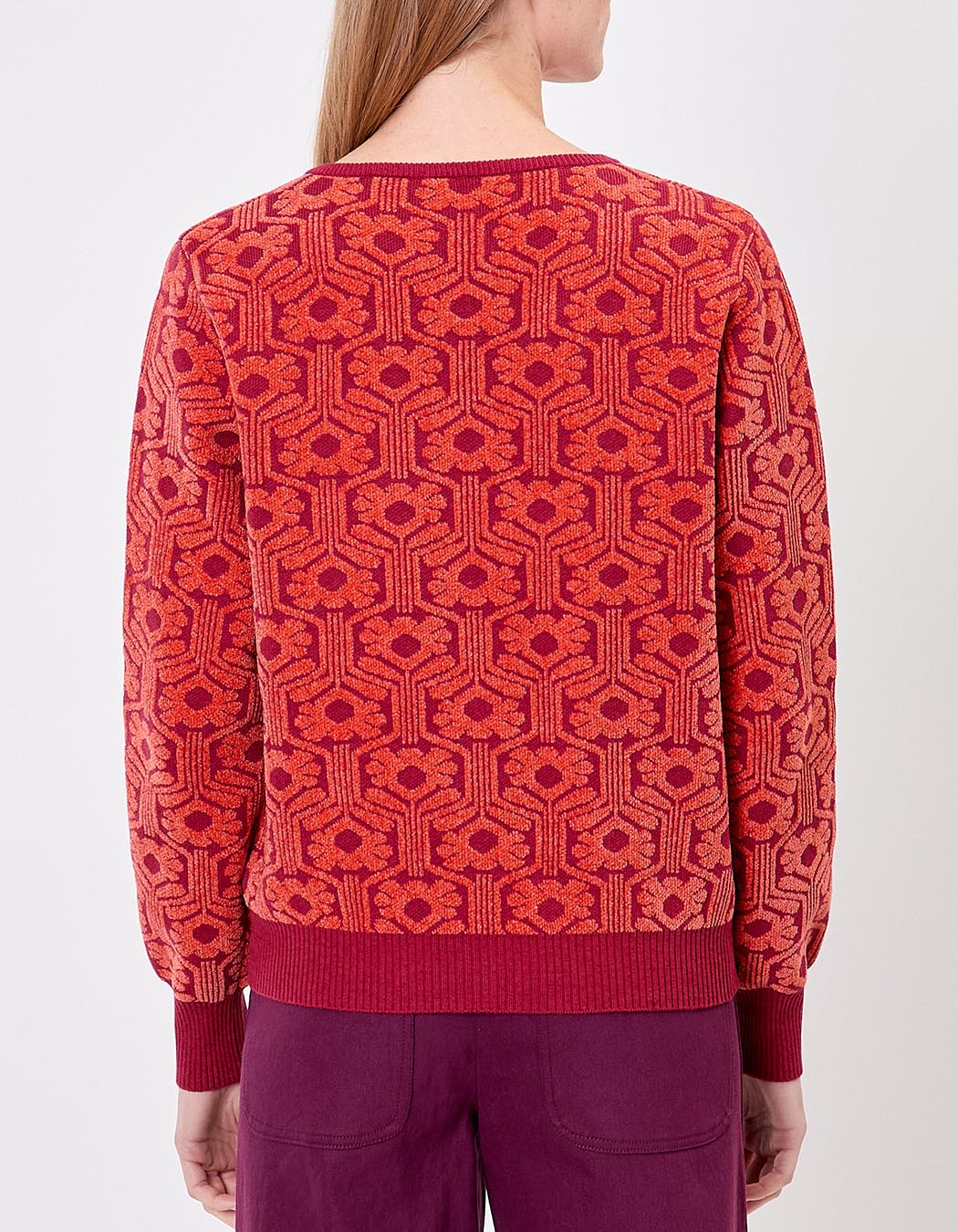 Pull col V maille jacquard imprimé Princesse Nomade