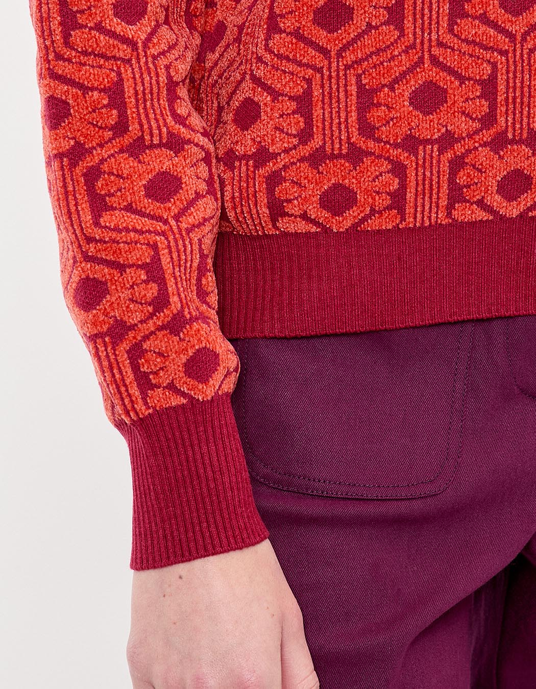 Pull col V maille jacquard imprimé Princesse Nomade